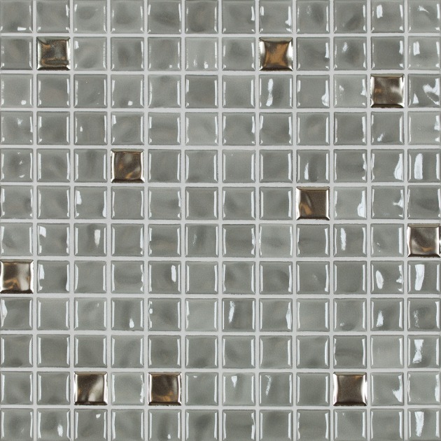 2,5x2,5cm Amano Medium Grey Metallic -Mix glossy keraminė mozaika (2)